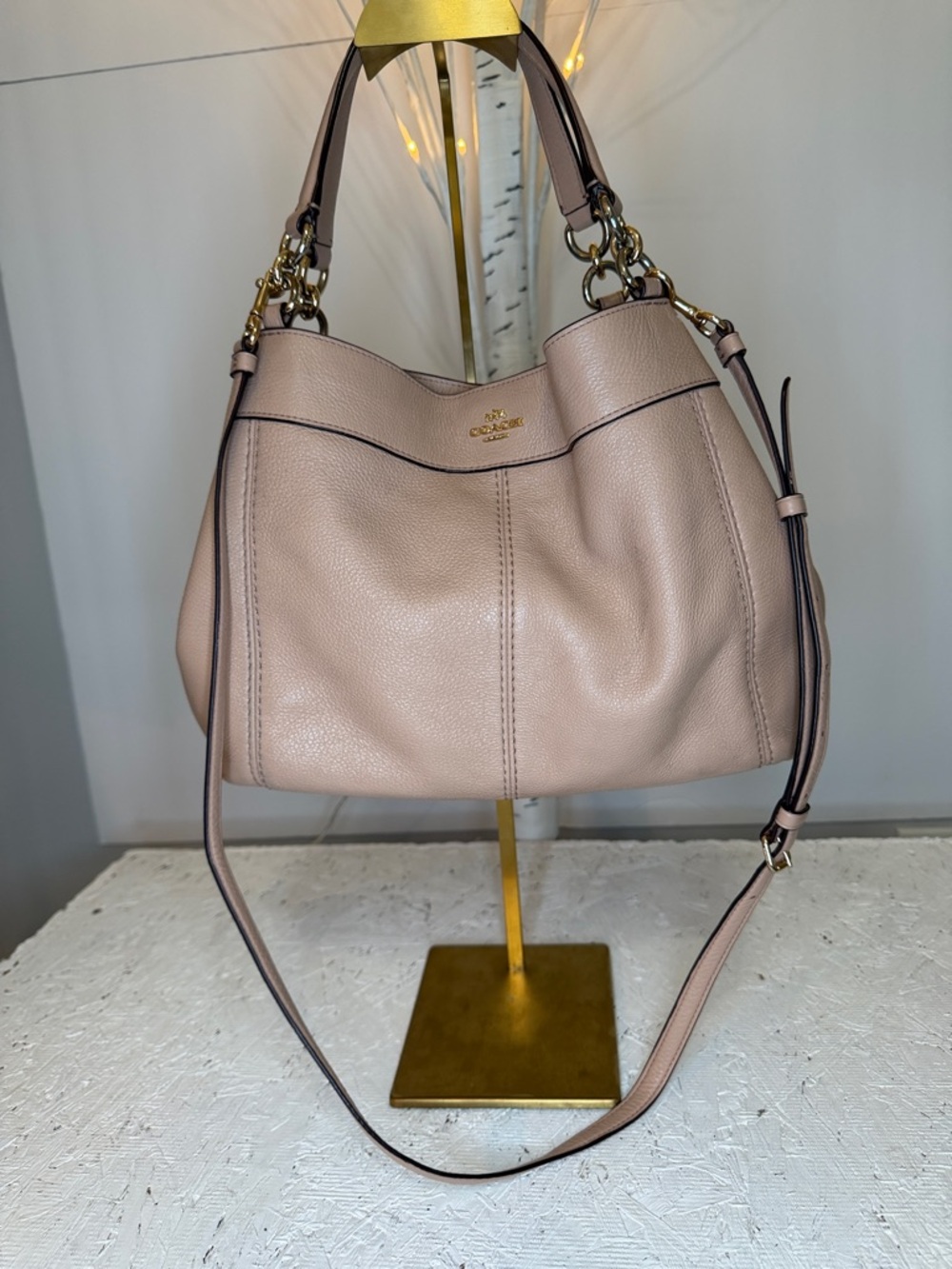 Coach EUC Lexy Beachwood pebbled Leather Blush convertible bag Stunning! - Picture 2 of 10